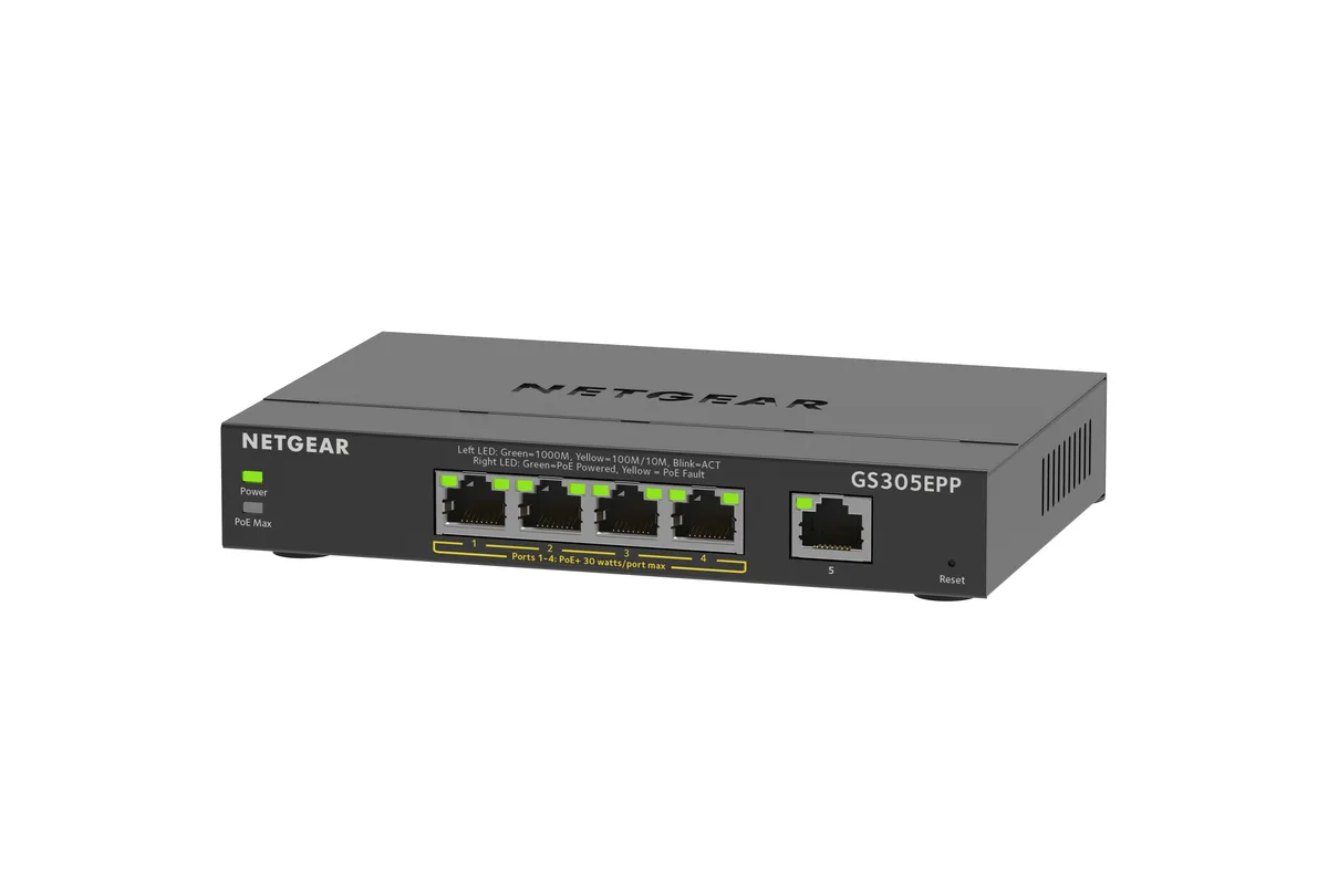 Netgear Inc. Netgear Inc. GS305EPP-100NAS 5-Port Gigabit PoE+ Smart Switch — product photo