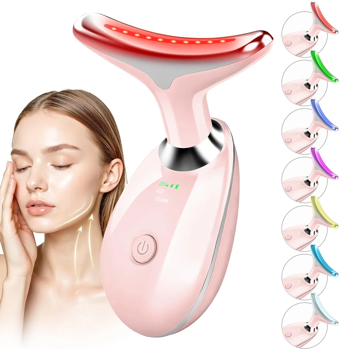 YEVYO YEVYO Face Massager Red Light Therapy 7 Colors Arc 113°F 160° White — product photo