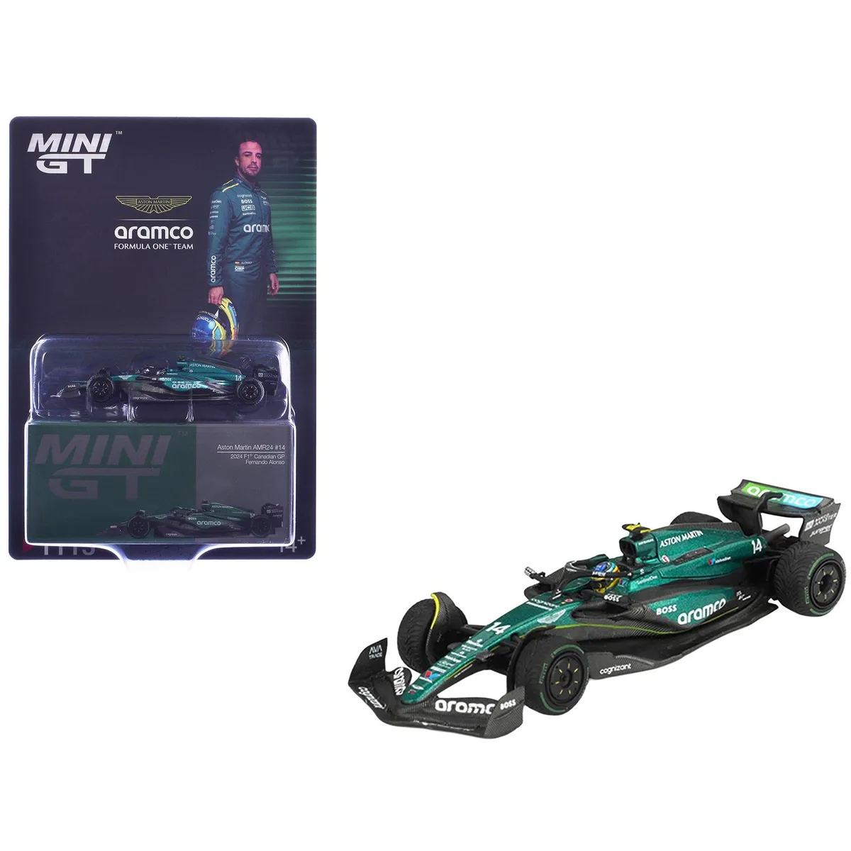 Mini GT Mini GT Aston Martin AMR24 #14 Fernando Alonso 1/64 Diecast Hobby Collectible — product photo