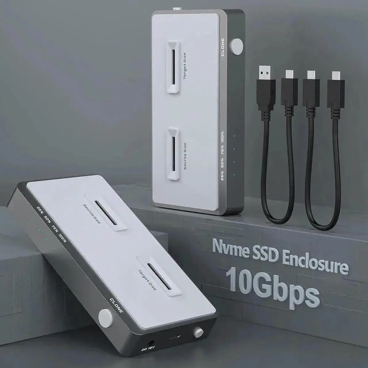 Vszerda Vszerda 10Gbps Dual-Bay NVMe M.2 Duplicator Docking Station Offline Clone — product photo