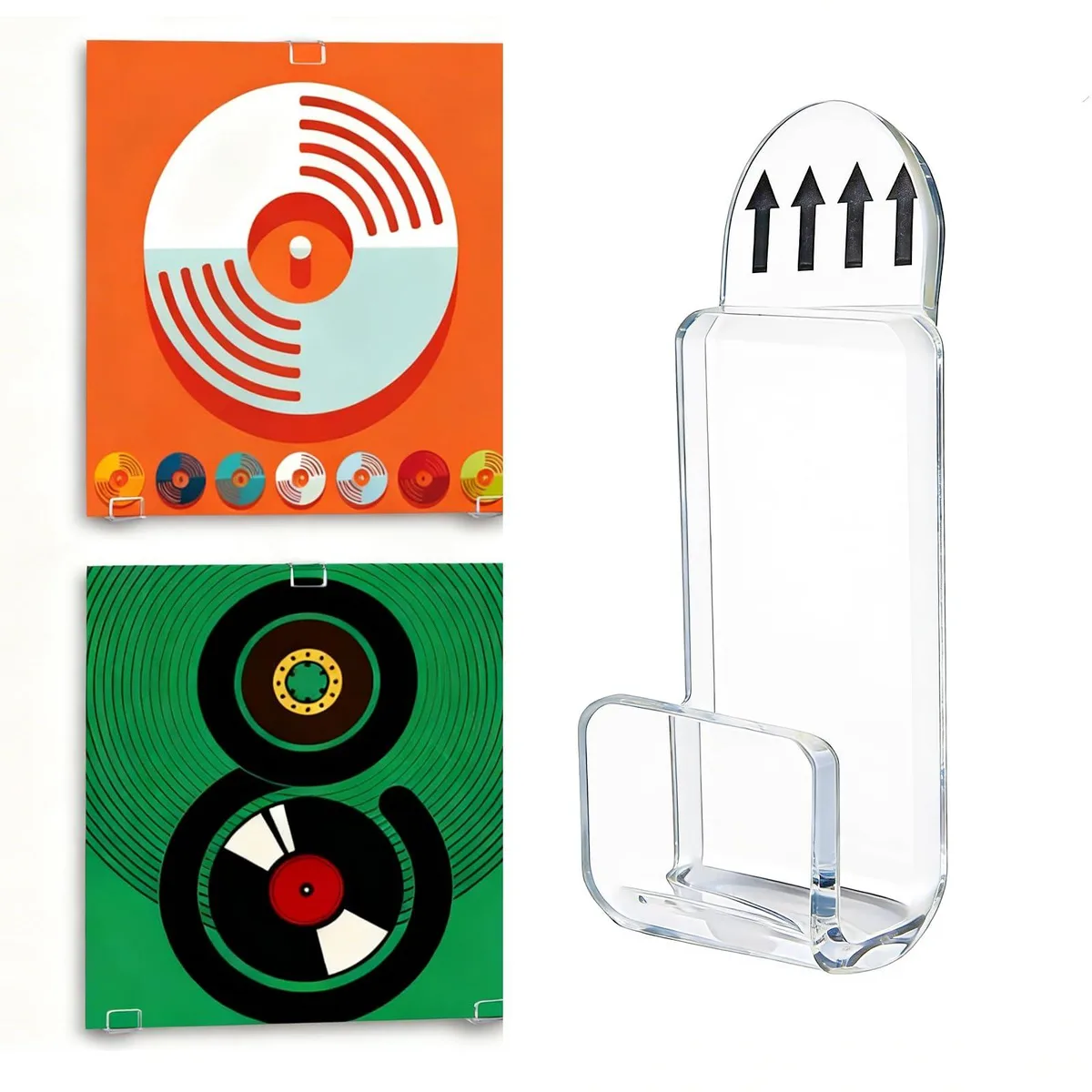 Eighteen clear acrylic self-adhesive vinyl record shelves
