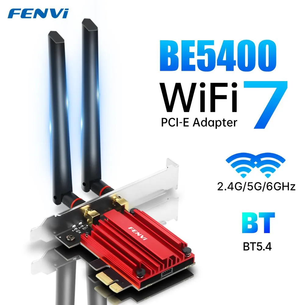 fenvi fenvi FV-BE5400 Wi-Fi 7 PCIe adapter, tri-band 2.4/5/6 GHz, BT 5.4, Red — product photo