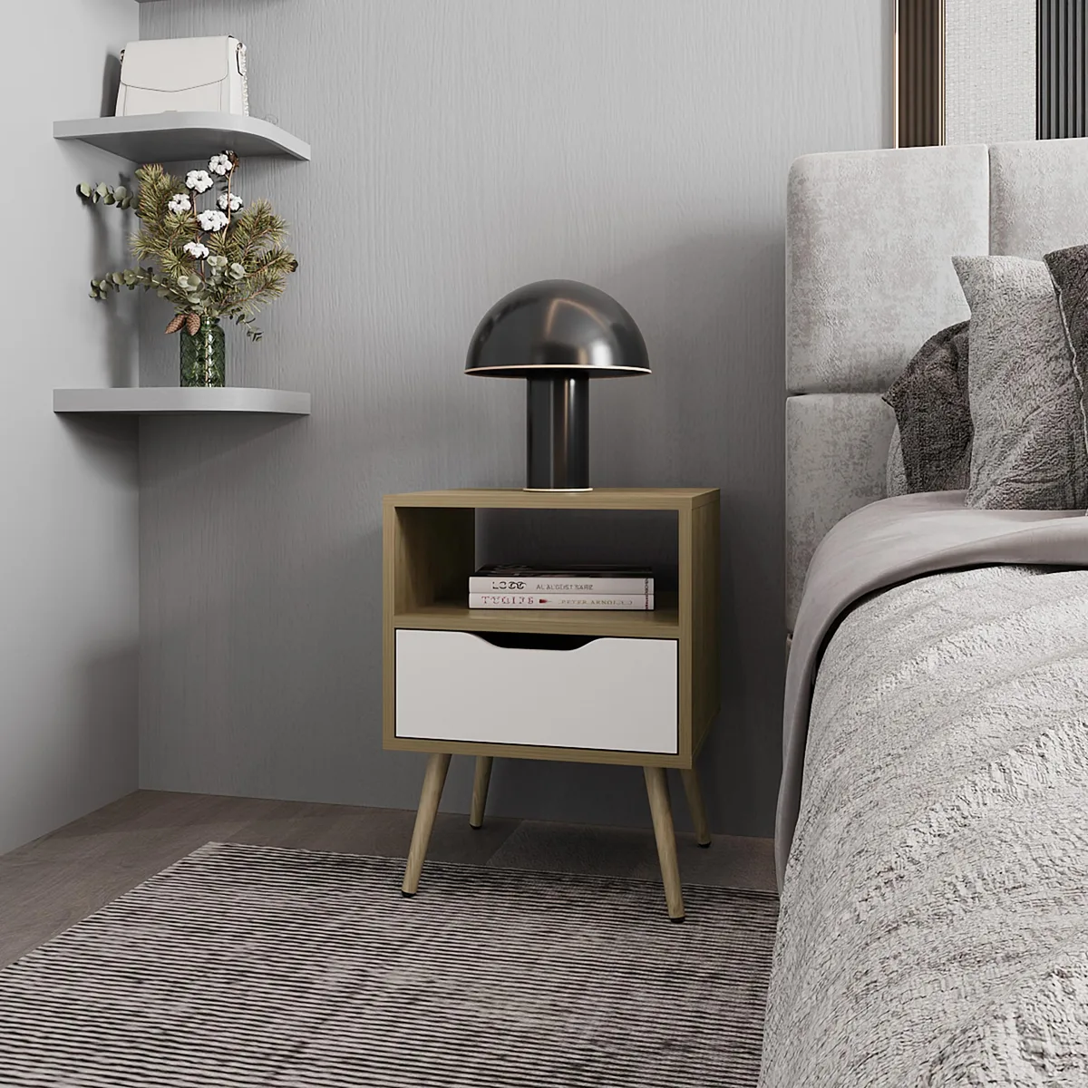 tuphen tuphen Prescott Valley Nightstand White Light Oak 20.9H 15.7W 13.8D — product photo
