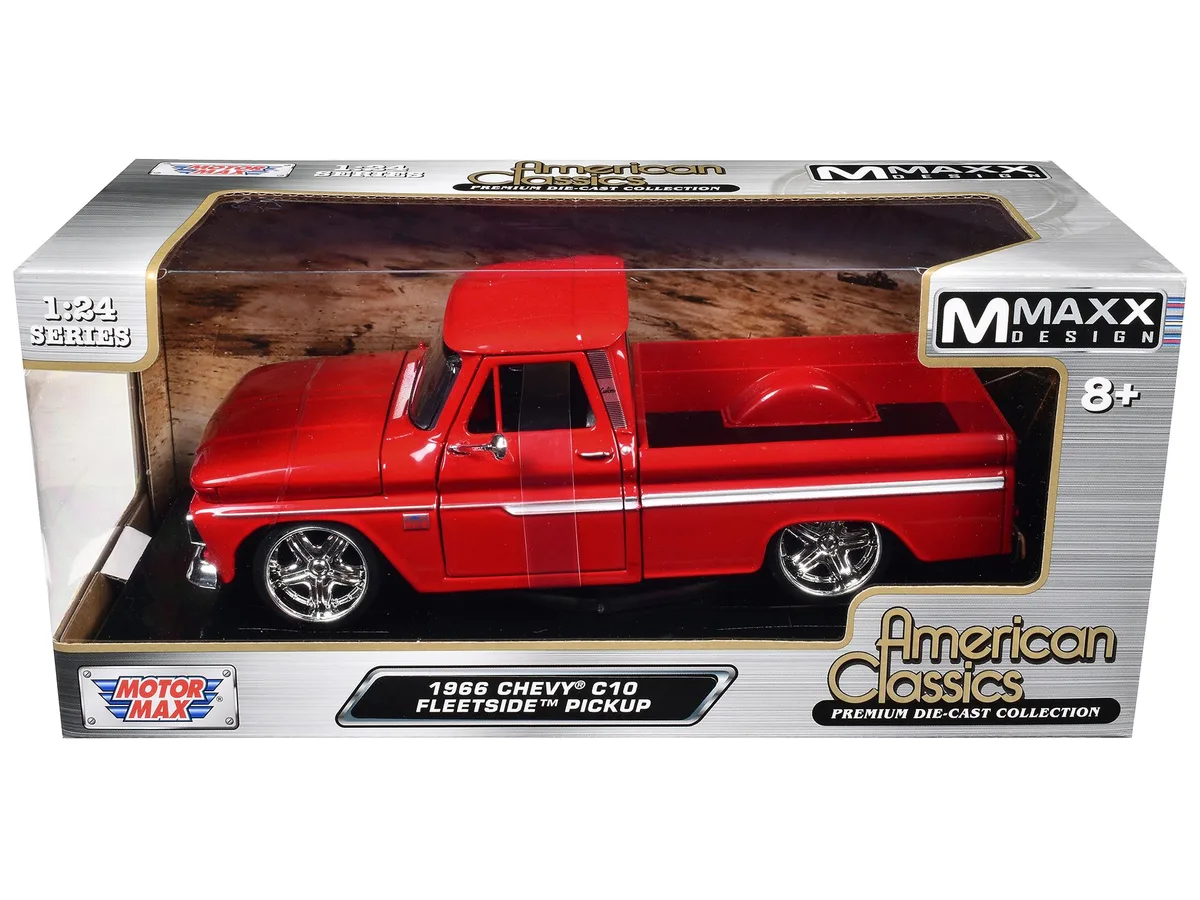 MOTORMAX MOTORMAX 1966 Chevrolet C10 Fleetside Pickup Truck Red "Maxx Design" 1/24 Diecast Model Car — product photo