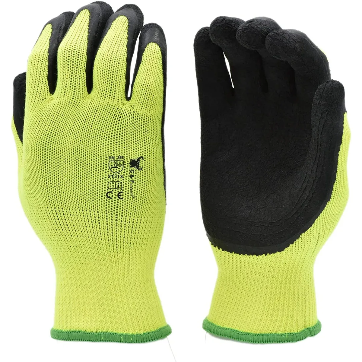 G &amp; F Products G &amp; F Recycled Work &amp; Garden Gloves, Micro-Foam Coated Palm, Green Medium, 6 Pairs — product photo