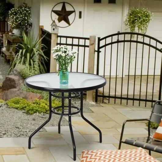 SlickBlue SlickBlue Patio Round Table Steel Frame Dining Table Black 31.5" x 27.6 — product photo