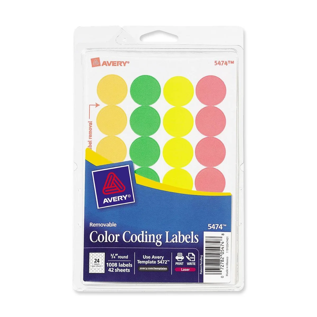 Avery Avery 5474 removable neon labels .75" 1008 count — product photo