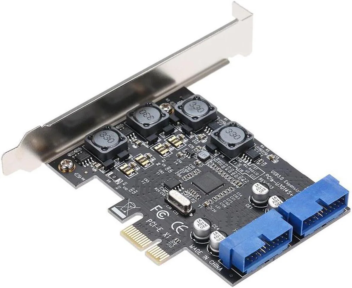 Vszerda Vszerda PCI-E x1 to Dual 20-Pin USB 3.0 Header Card with Low Profile Bracket — product photo
