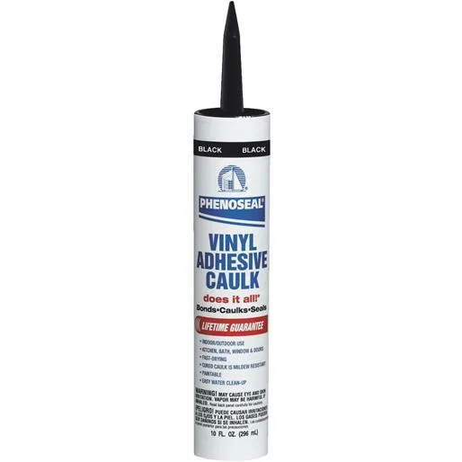 Black adhesive caulk cartridge, 10.0 oz size