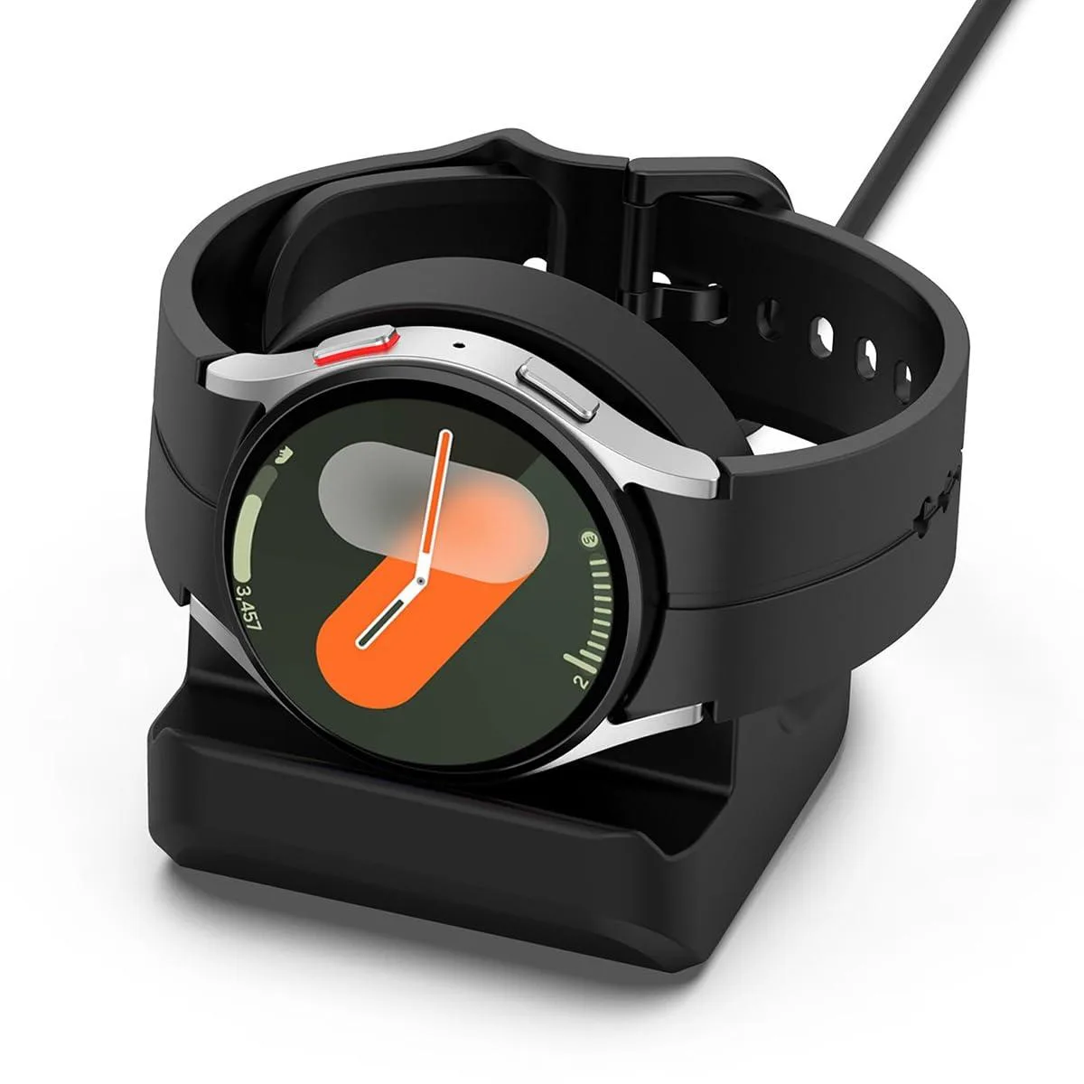 Kissmart Charger Stand for Samsung Galaxy Watch Ultra/7/6/5/5 Pro Black Silicone — product photo