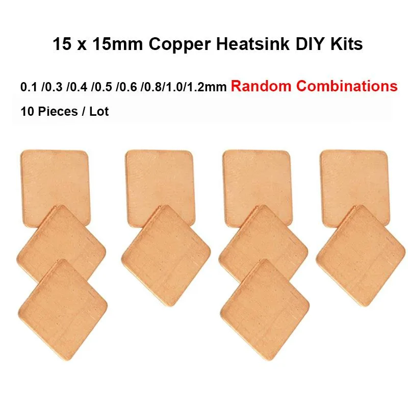 EN-Labs EN-Labs 10pcs 15x15mm Copper Heatsink Combo 0.1-1.2mm DIY Cooling — product photo