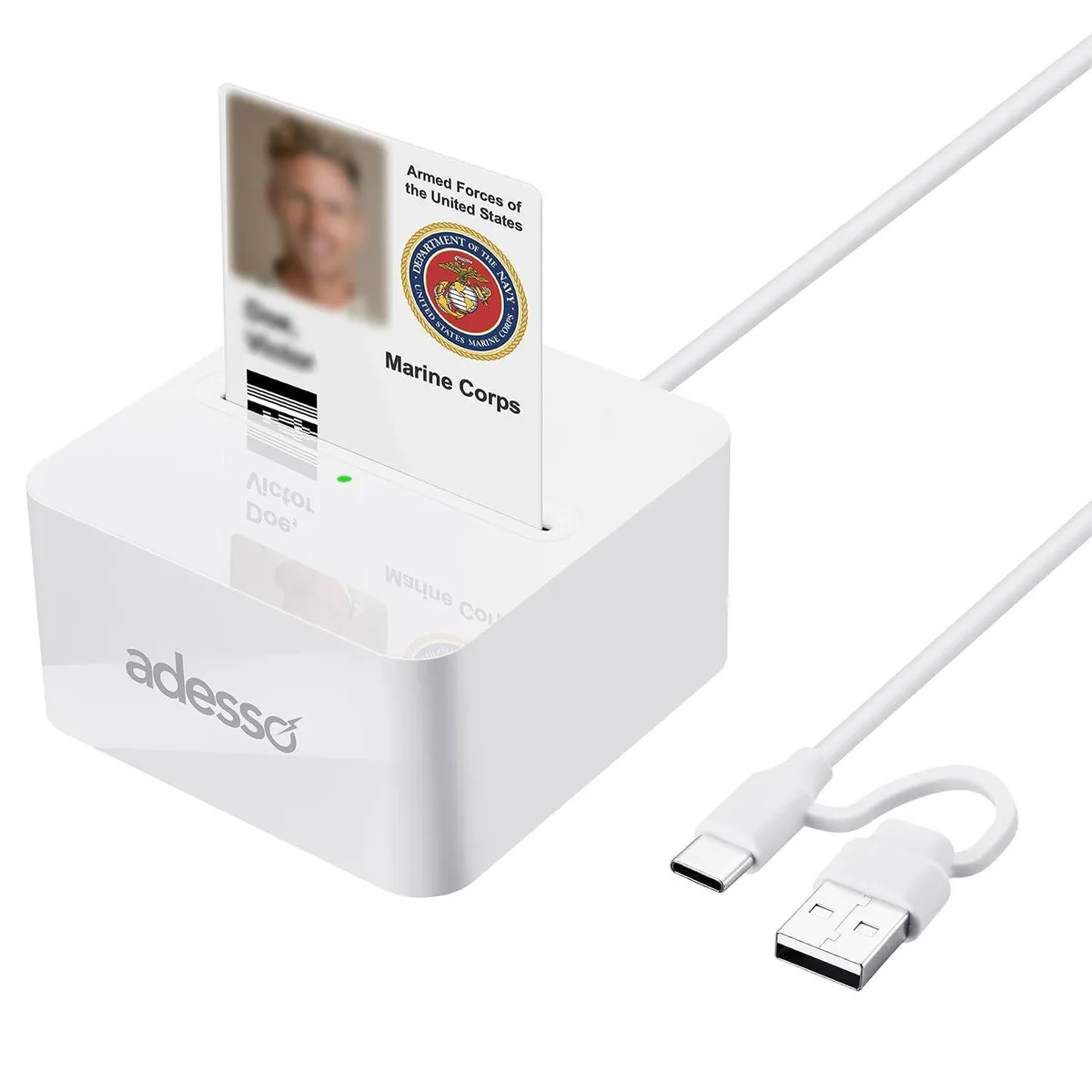 Adesso Adesso SCR-500 USB-C Smart Card Reader with USB-A Adapter — product photo