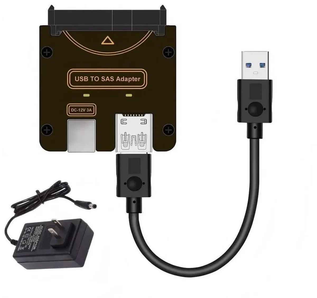 SMUGDESK SMUGDESK USB 3.0 to SFF-8482 SAS Adapter for 2.5/3.5 Inch Drives with Power Supply — product photo