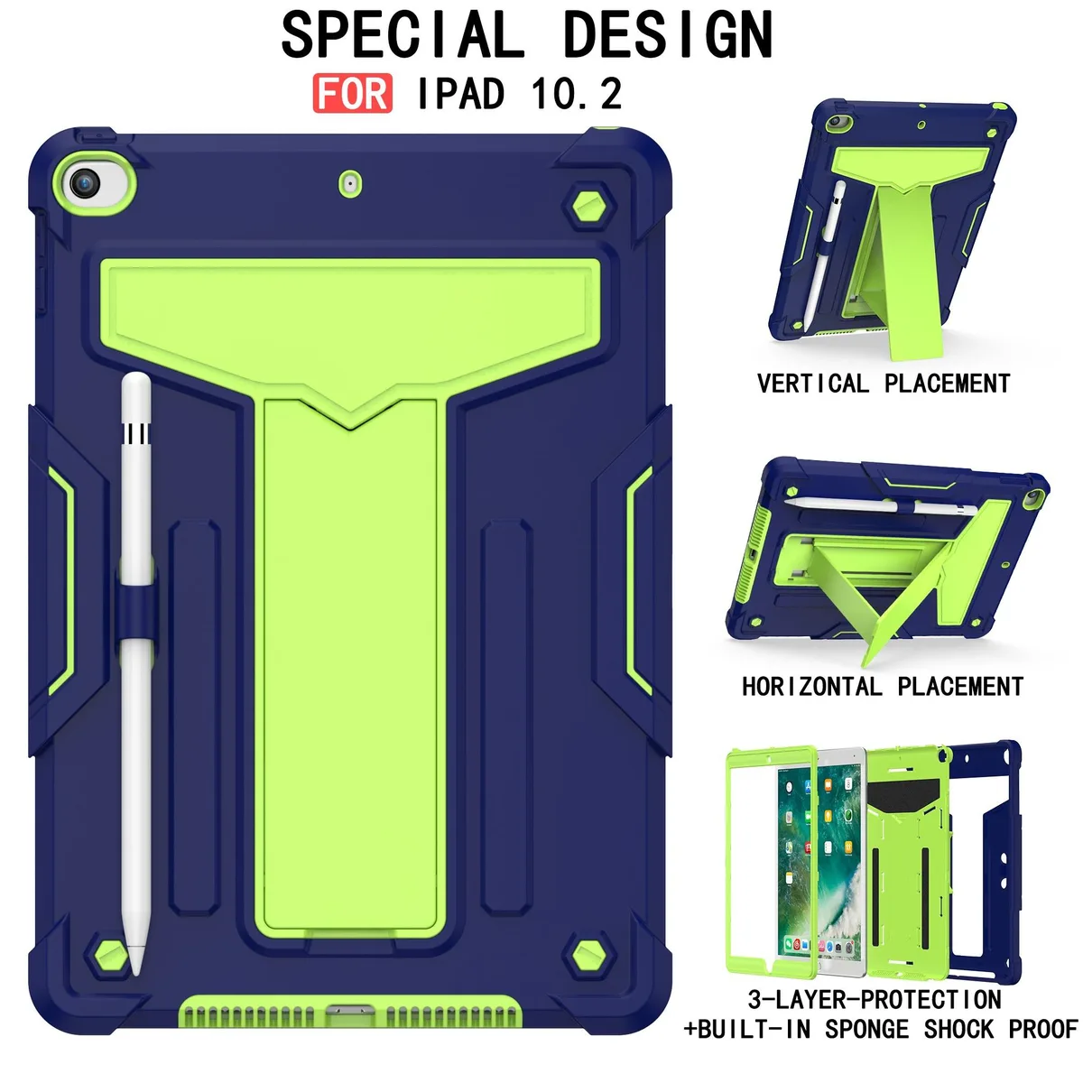 anicestore anicestore iPad 10.2 inch case Navy Blue/Green 2019-2021 — product photo