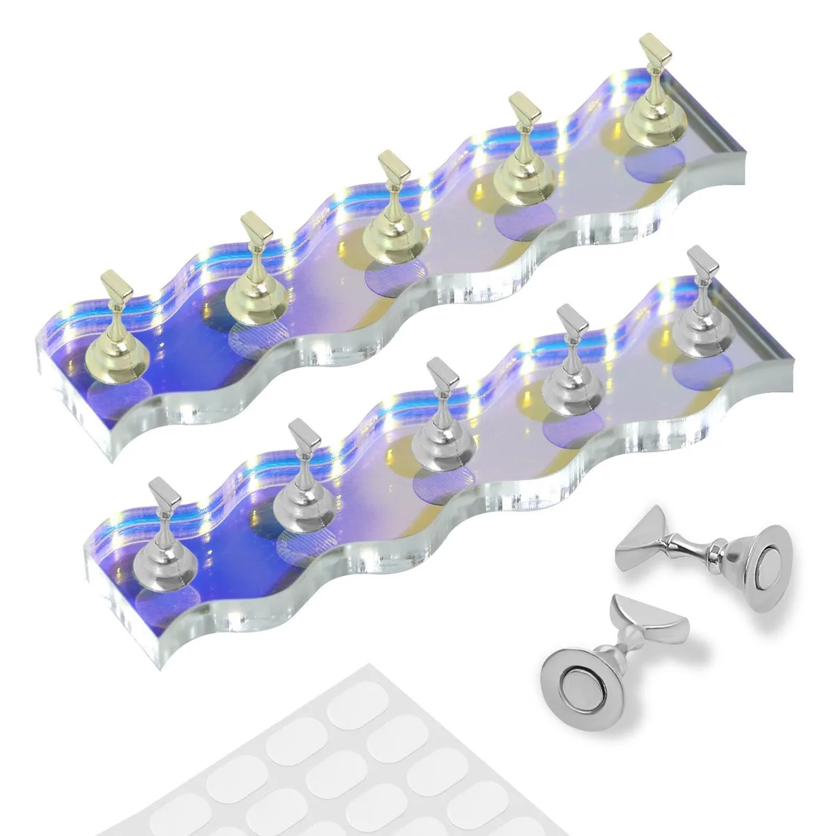  Avery Magnetic Acrylic Nail Stand 2 Sets Sea Blue 100 Stickers — product photo