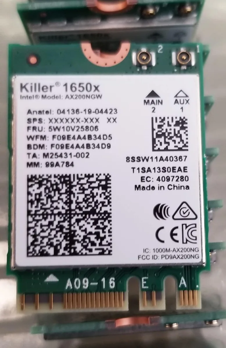 Intel Intel Killer Wi-Fi 6 AX1650x M.2 2230 Bluetooth 5.2 Wi-Fi adapter — product photo