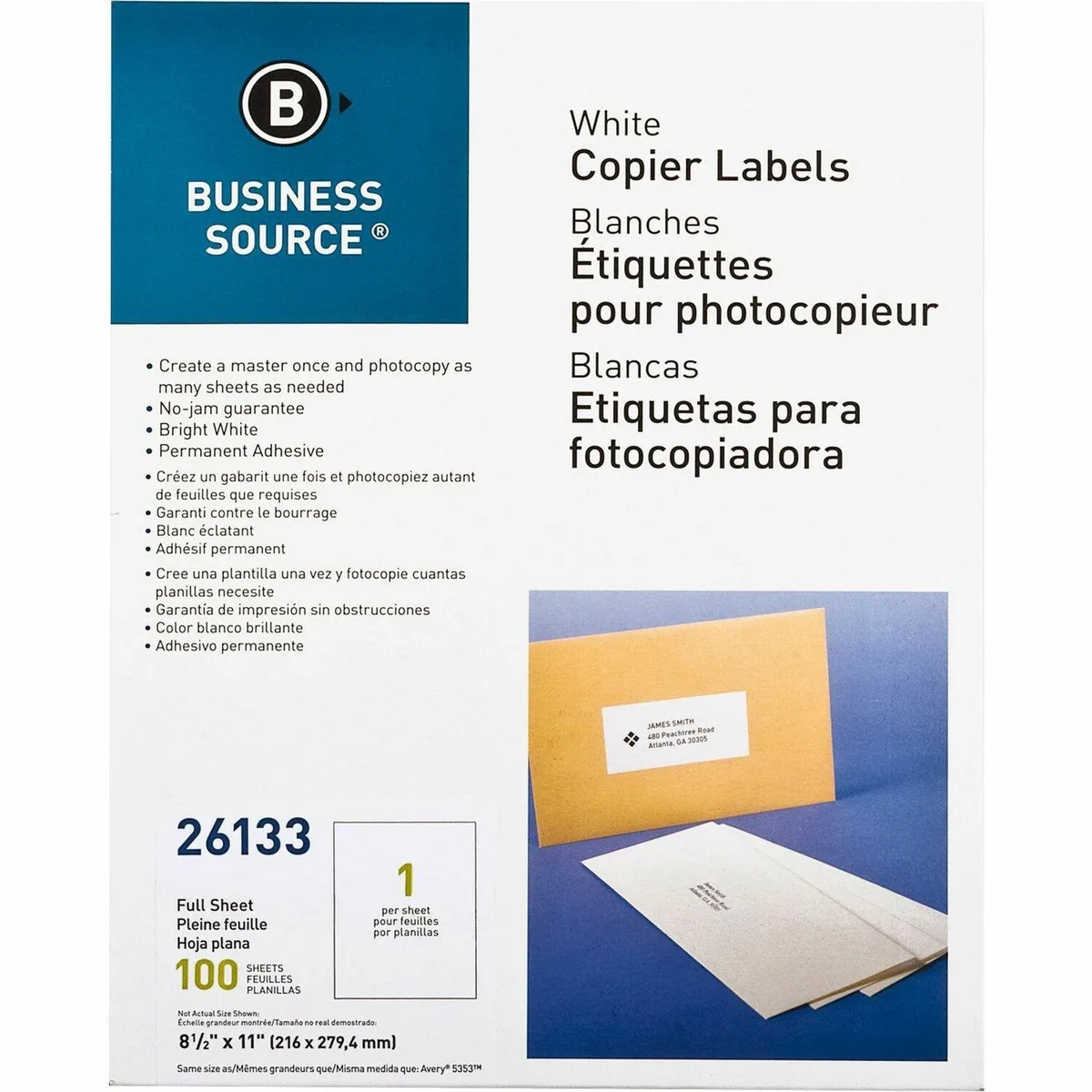 White rectangular label sheets in a flat pack