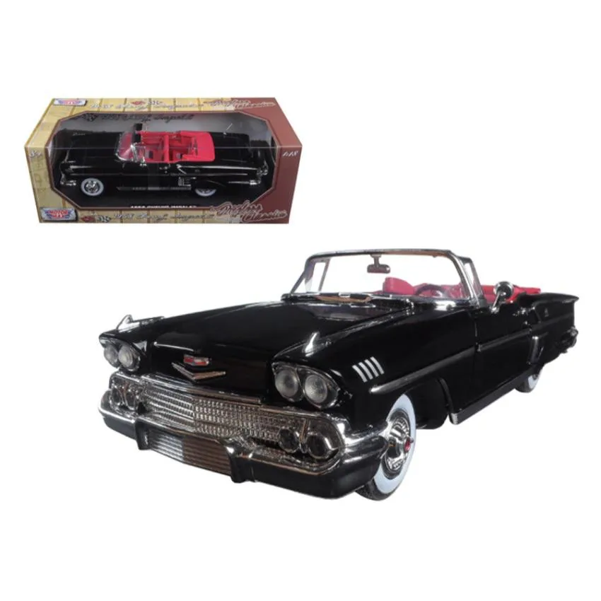 MOTORMAX MOTORMAX 1958 Chevrolet Impala Convertible Black Red Interior 1/18 Diecast Vehicle — product photo