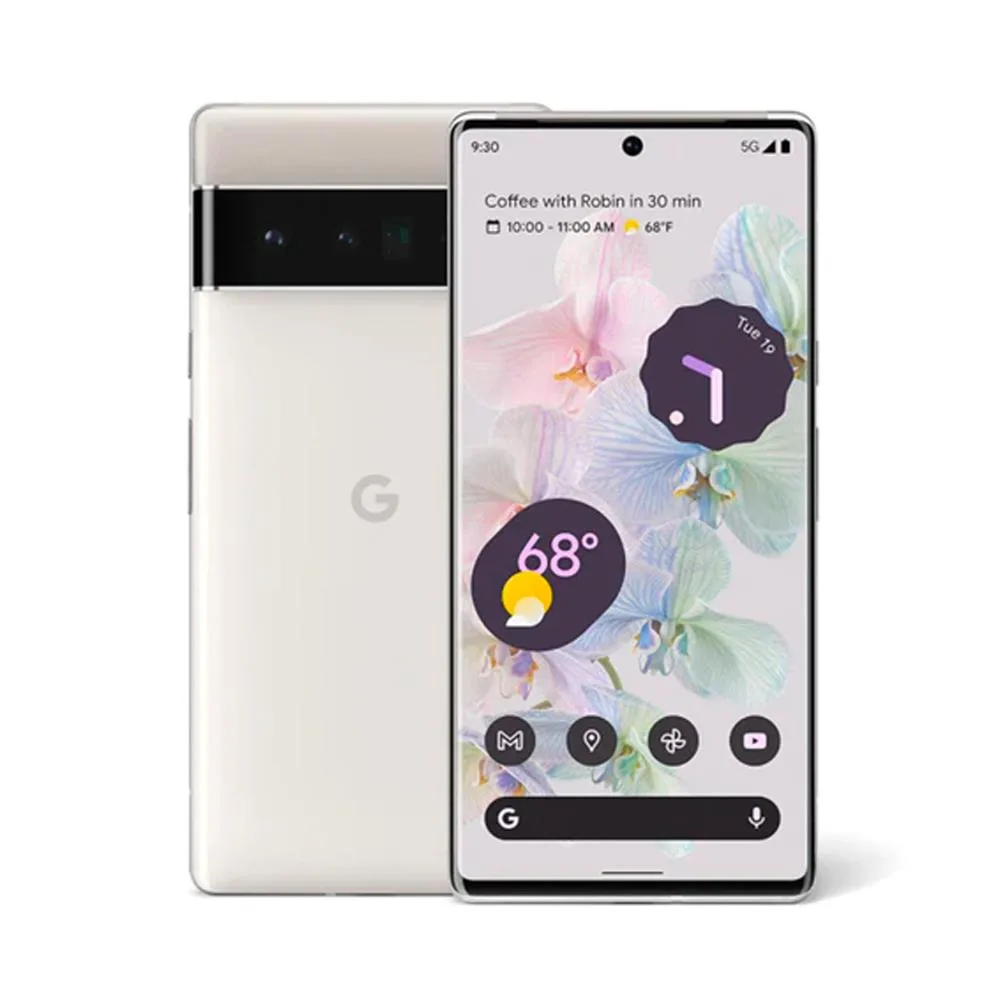 Google Google Pixel 6 Pro 5G 128GB 12GB RAM Cloudy White cell phones - unlocked — product photo