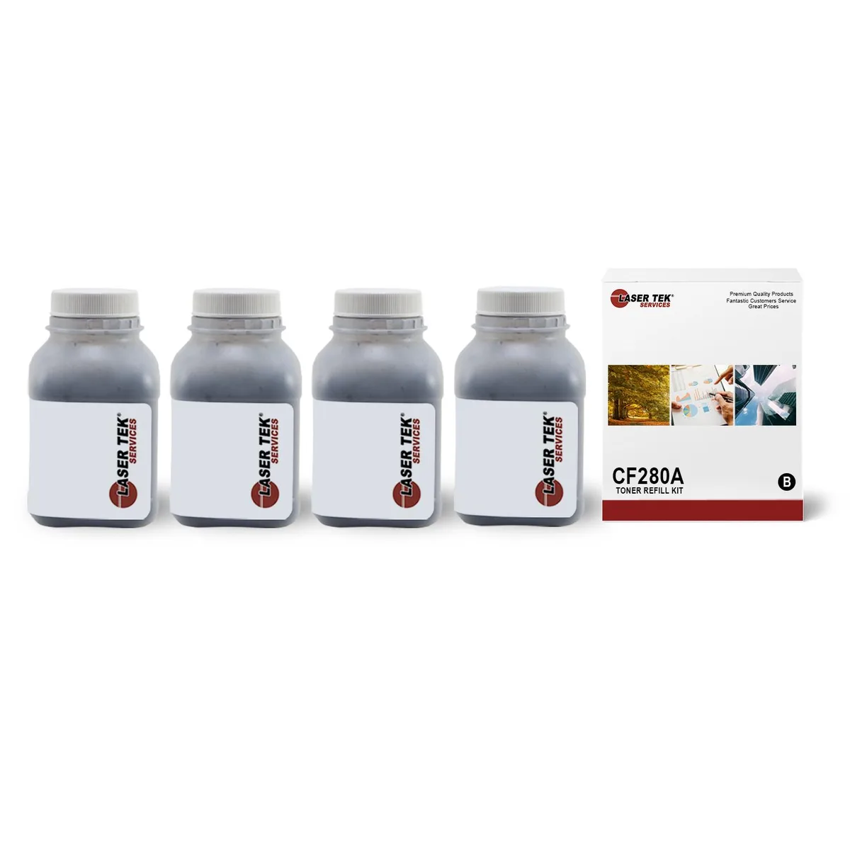 Laser Tek Services Laser Tek Services 4 Pack Toner CF280A 80A LaserJet Pro 400 M425dn M401dw M401dn M401n — product photo