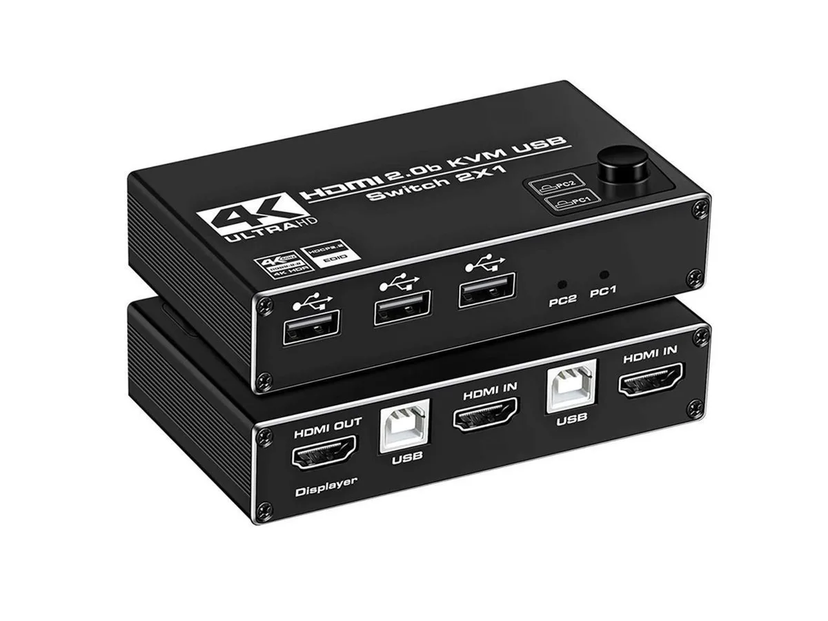 KEHIPI KEHIPI 4K@60Hz 2×1 HDMI 2.0 KVM Switch with 3 USB 2.0 Ports — product photo