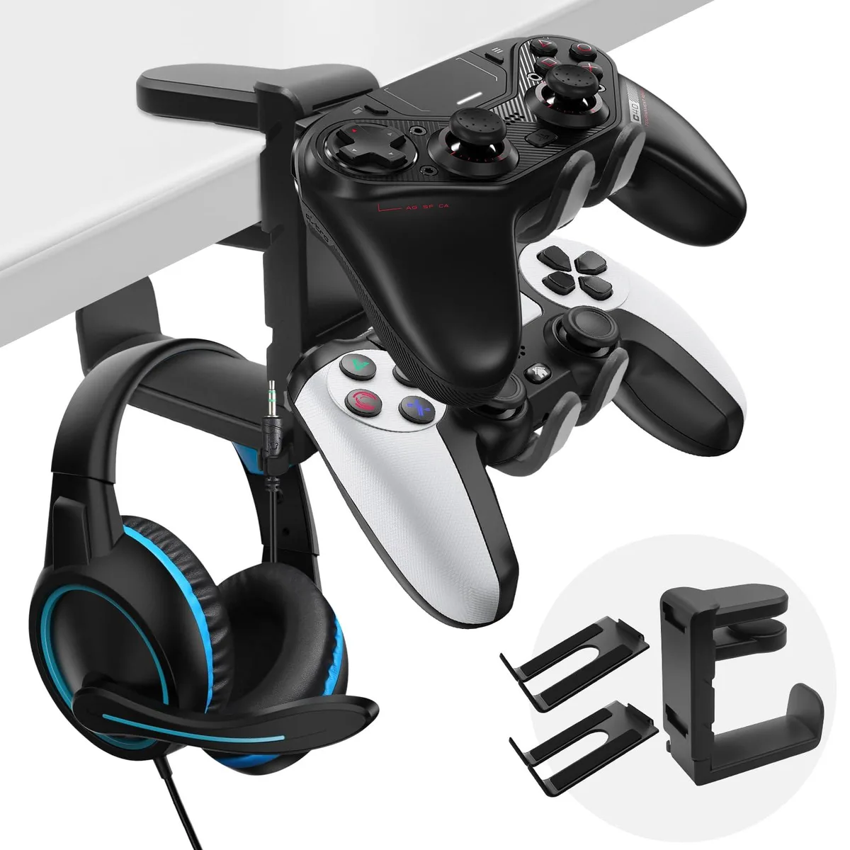 OGZSZYJR 3-in-1 Headset & Controller Stand, Clamp-On, Black — product photo