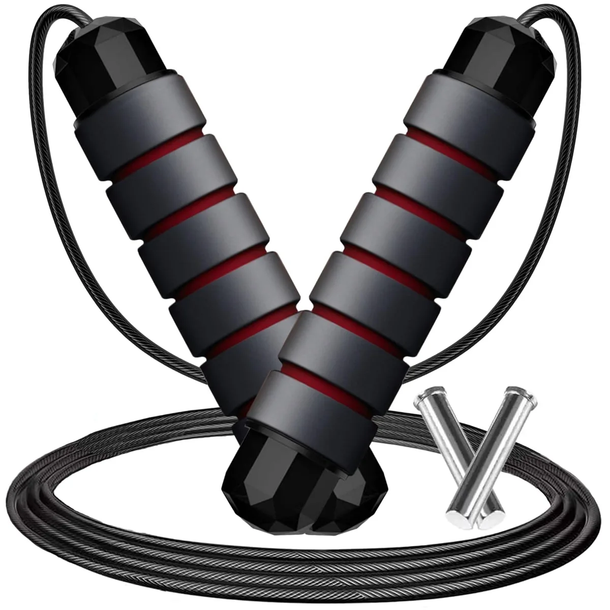  Velocity Exercise Adjustable Weighted Jump Rope 9ft Black .7lb — product photo