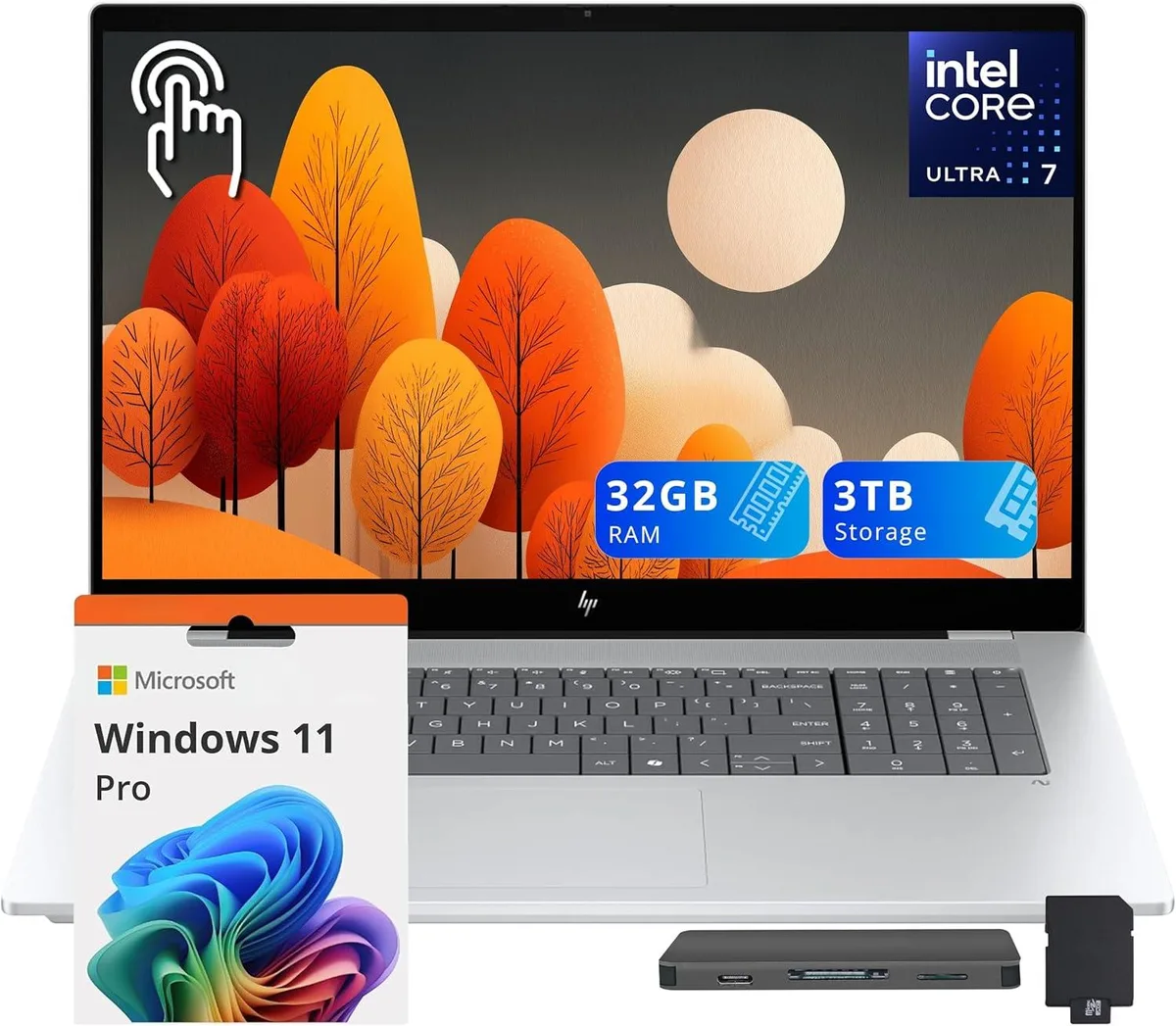 HP HP Omnibook 7 17.3" FHD Touchscreen Business Laptop Intel Core Ultra 7 258V 32GB DDR5 3TB Silver — product photo