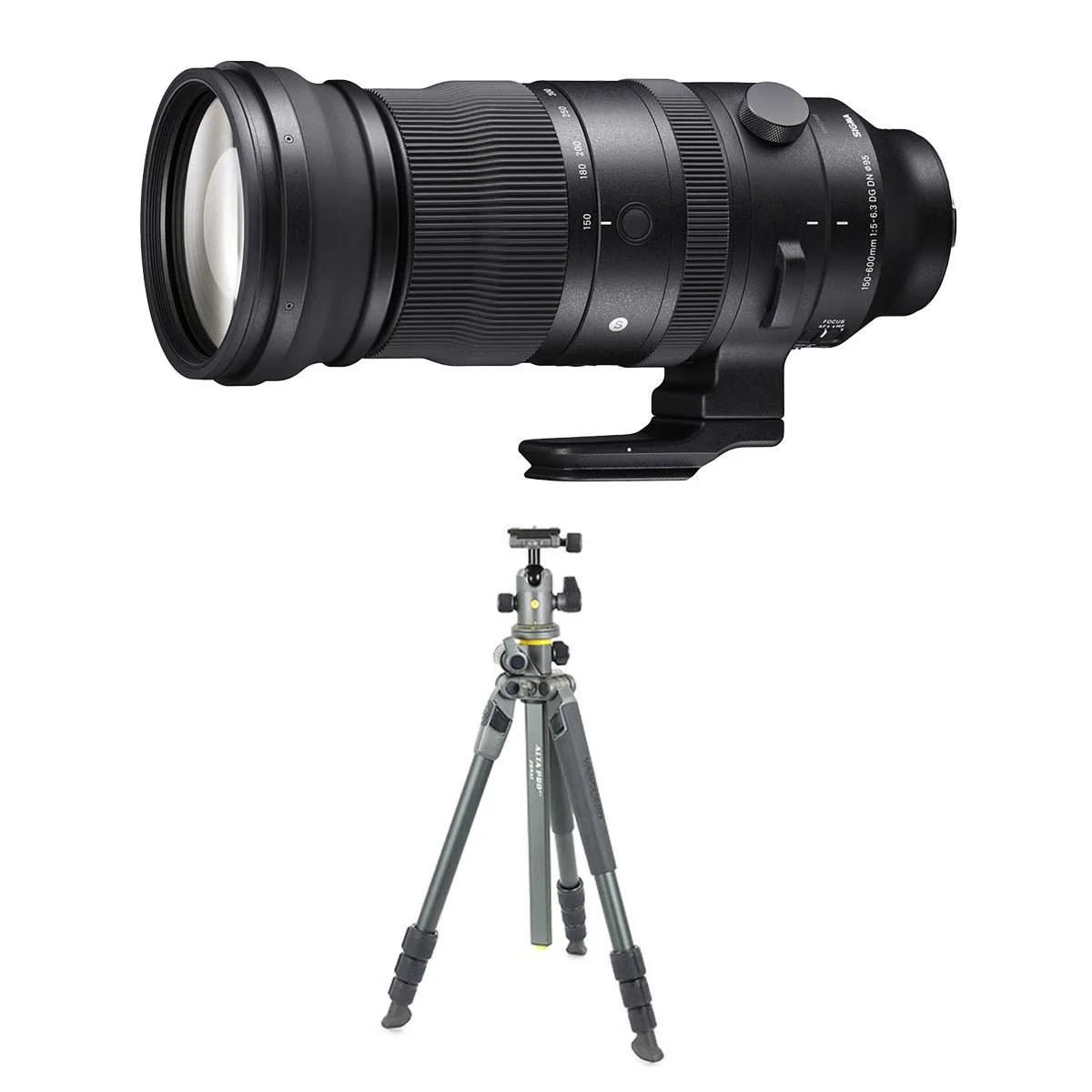 SIGMA SIGMA 150-600mm f/5-6.3 DG DN OS Sports Lens Sony E Bundle with VEO 3T+ 264AB Tripod and BH-160S Ball Head — product photo