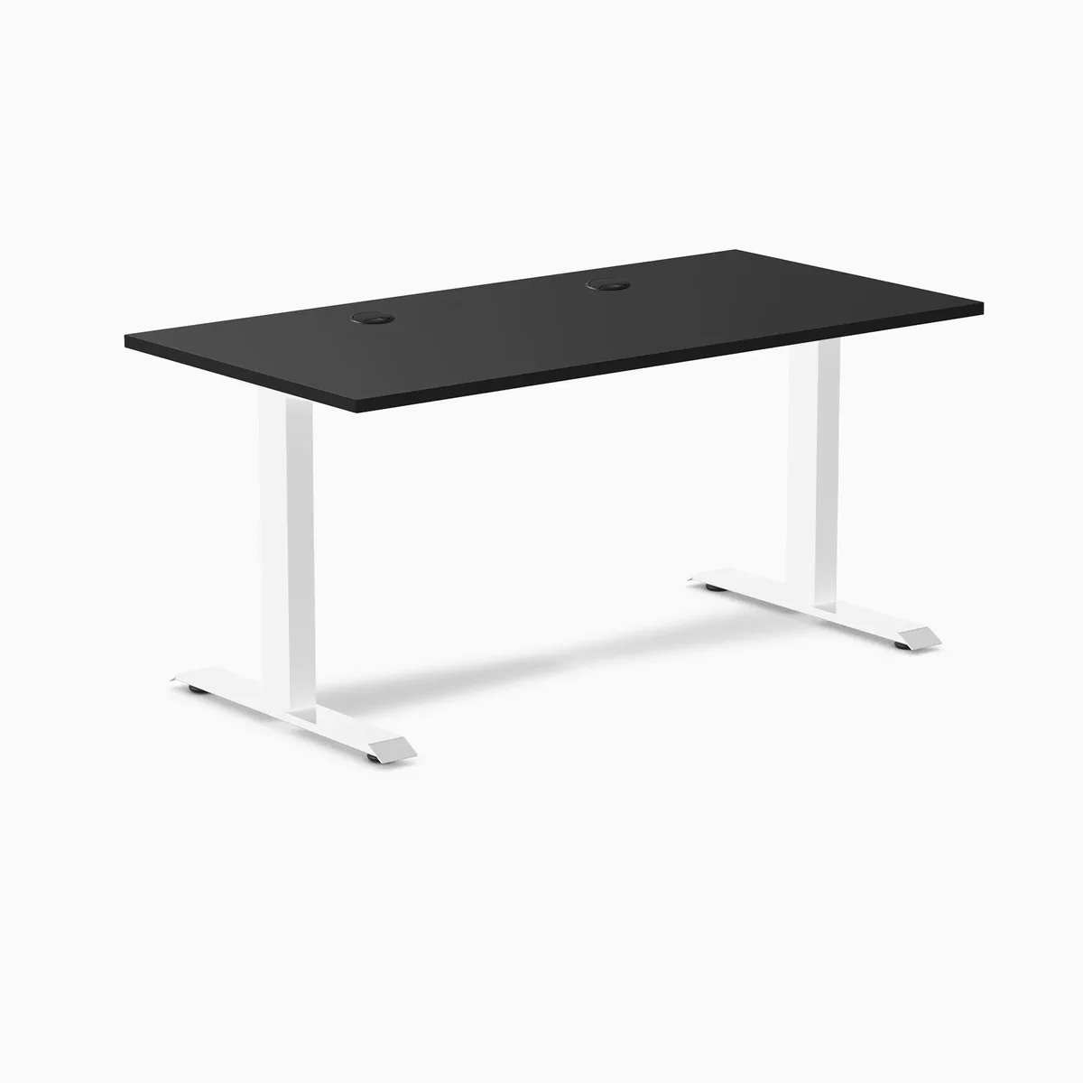 Desky Desky Zero Laminate Office Desk Black/White 59 x 29.5 in with Grommets — product photo