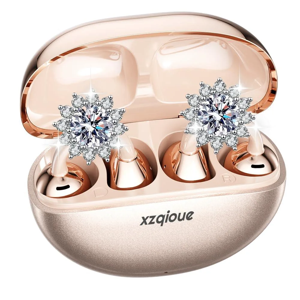  xzqioue Jewelry Rose Gold Clip-On Earbuds Bluetooth 6.0 — product photo