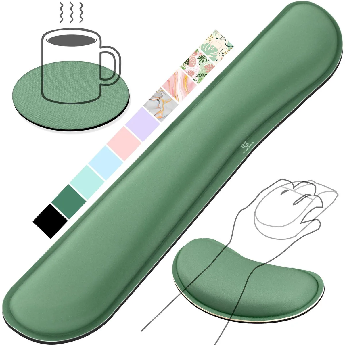  Gimars GIM-GWR01 3-Piece Wrist Rest Set Green 17.3 x 3.4 in — product photo