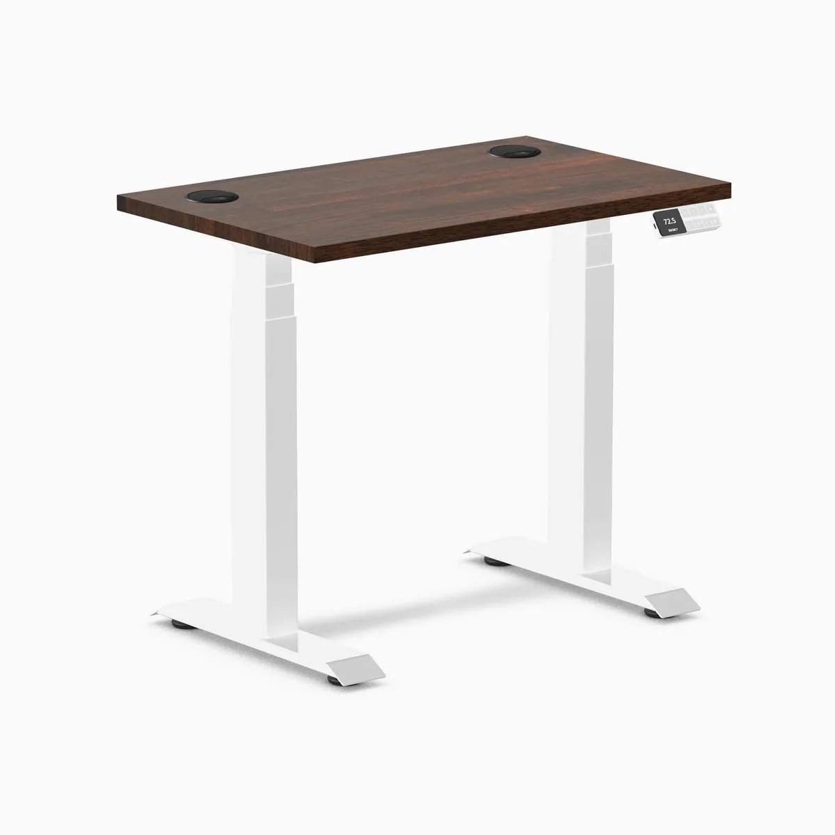 Desky Desky Dual Mini Rubberwood Sit Stand Desk Dark Walnut 32 x 20 inches White — product photo