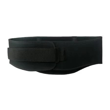Black nylon back support with lumbar pad, single strap closure, XL size