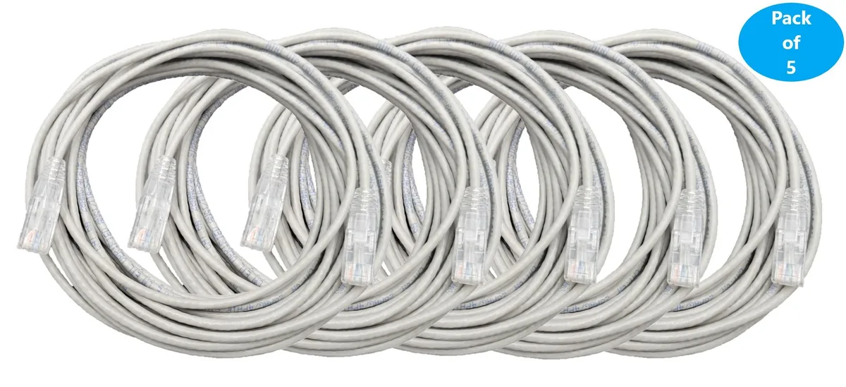 Micro Connectors Micro Connectors Cat 6A Ultra Slim 25 ft 28AWG Gray network ethernet cable — product photo