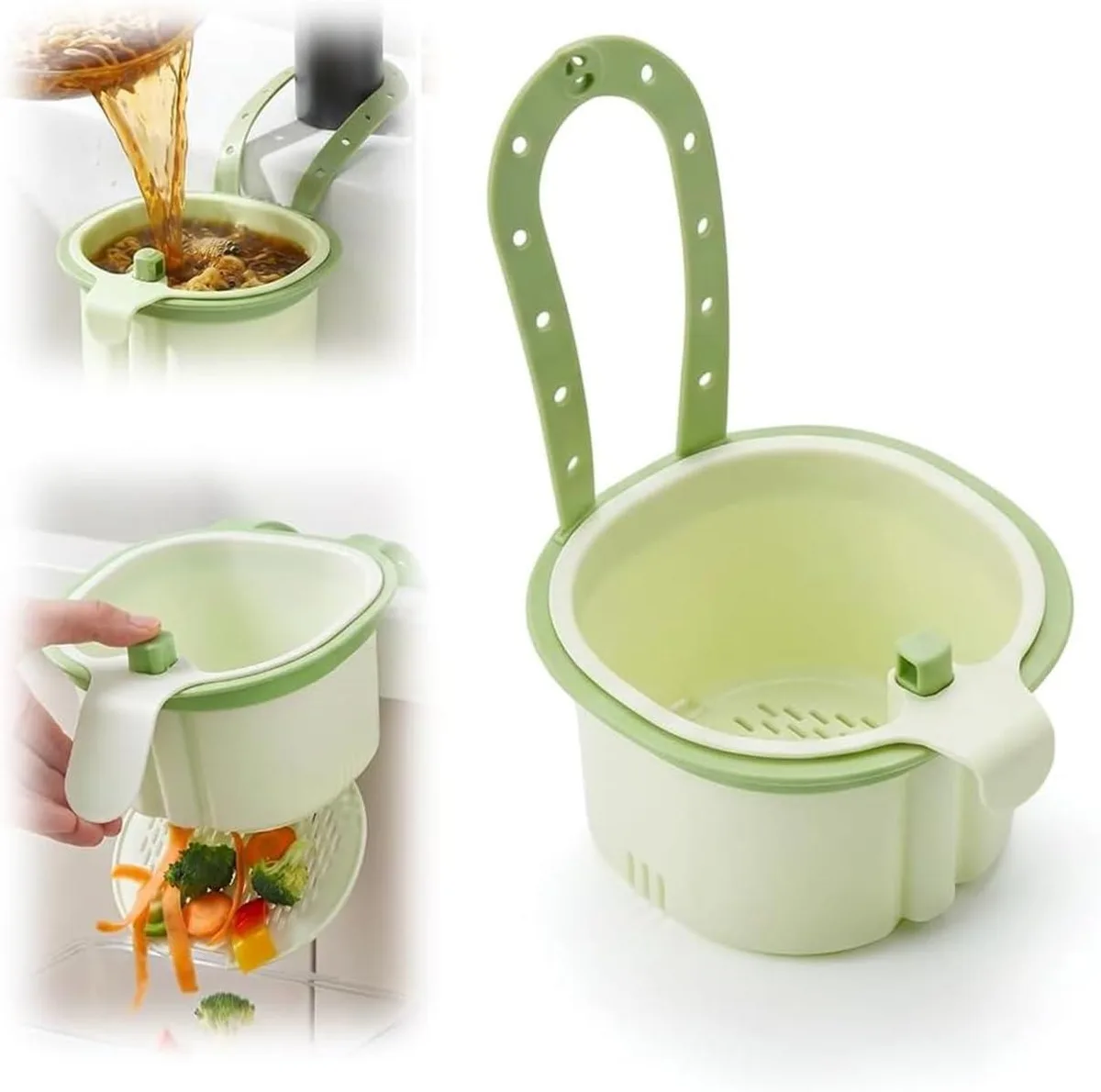 Sink Drain Strainer Self-Cleaning Faucet Hanging Filter Basket Green — product photo