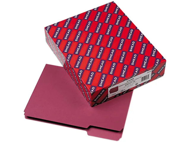 Smead Smead 10275 Interior File Folders 1/3 Cut Top Tab Letter Maroon 100/Box 11pt — product photo
