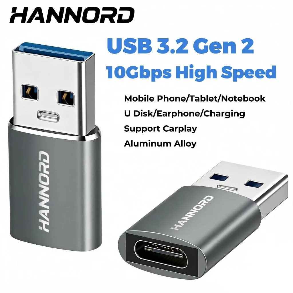 HANNORD HANNORD USB 3.2 Type A Male to USB-C Female Adapter 10Gbps 3A Black — product photo