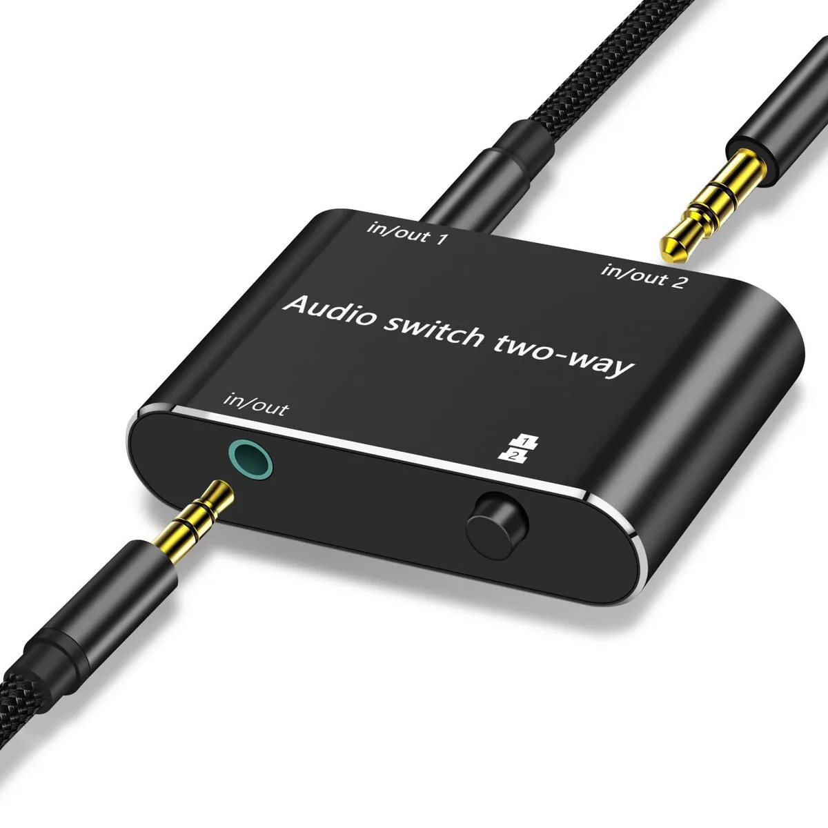 WLTASUY 3.5mm Bi-Directional Audio Switcher 2-in-1/1-in-2 Out Black — product photo