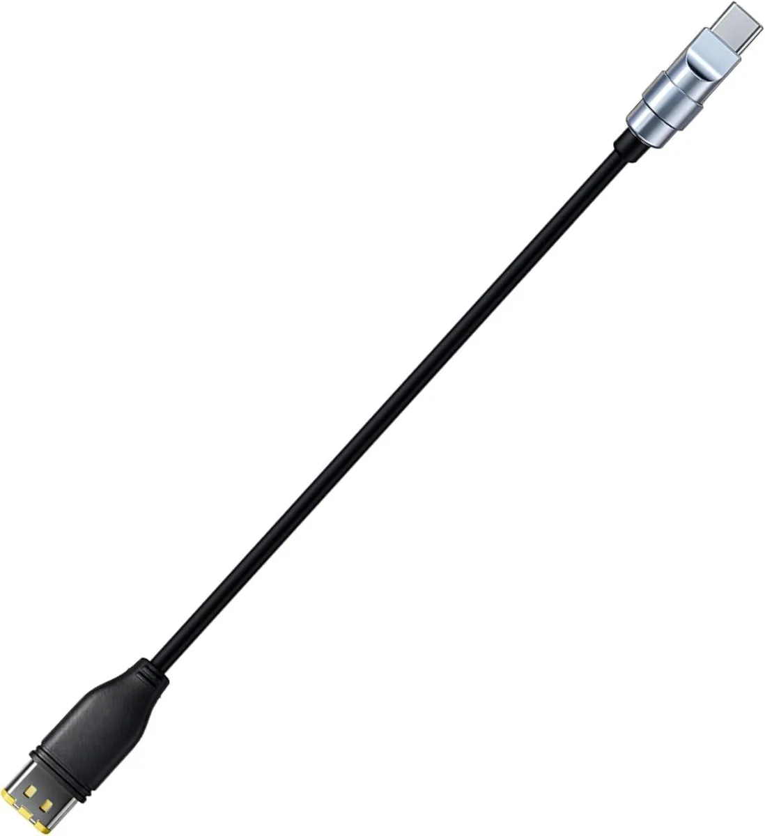 Short black USB-C cable with metal connector and reinforced rubber jacket for ResMed AirMini