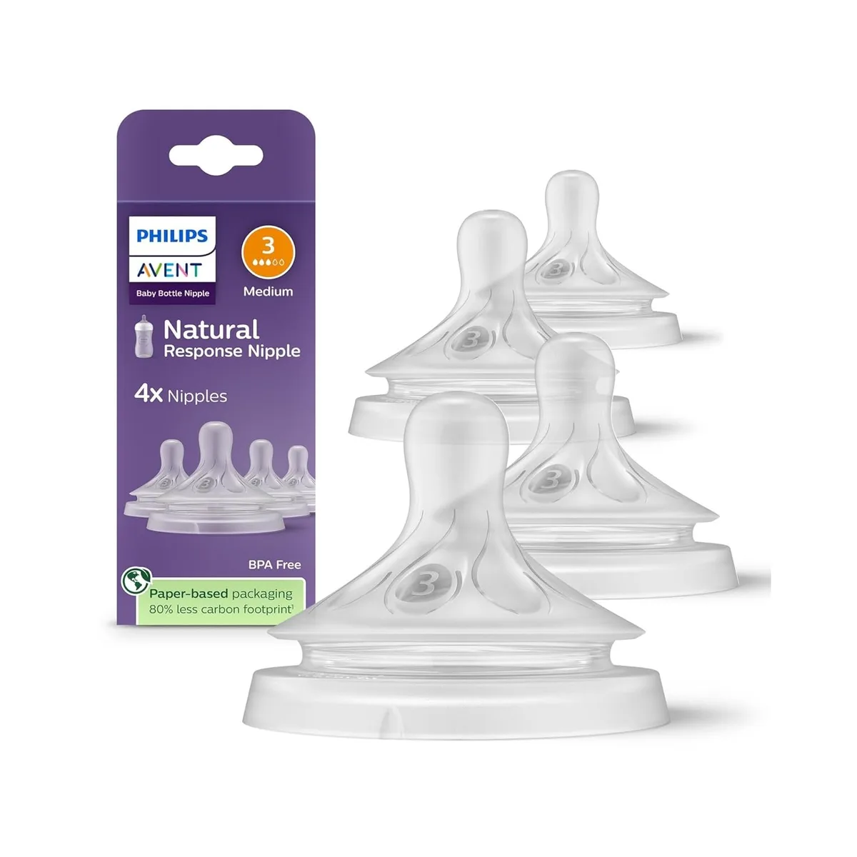 Avent Avent SCY963/44 Natural Response Nipples Medium Flow 4-pack bottle feeding — product photo