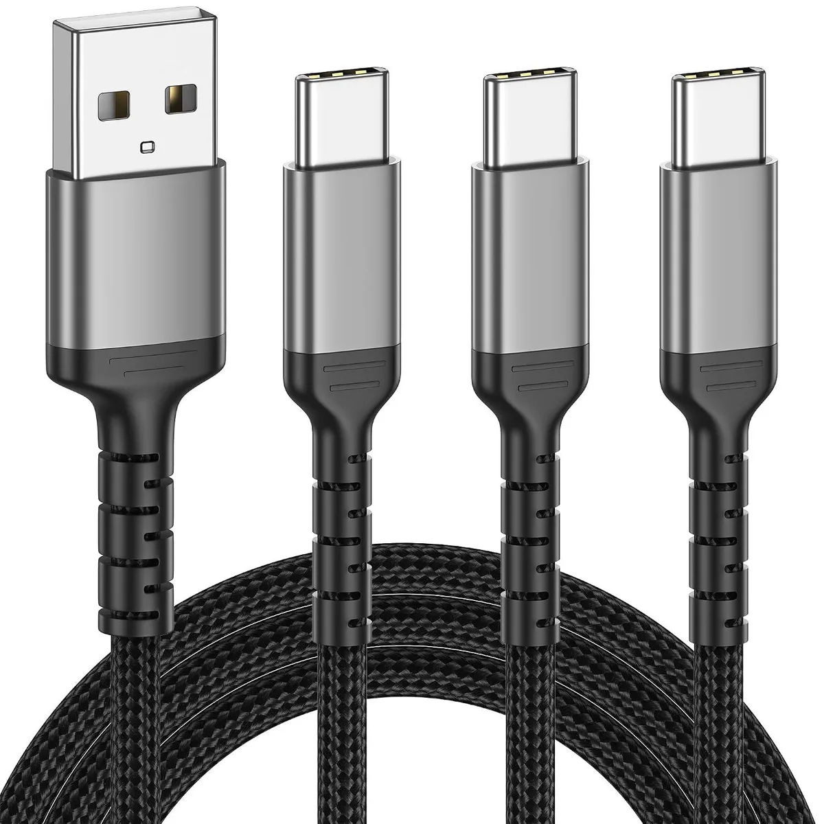 Kootion Kootion USB-A to USB-C Braided Cable 3-Pack 3ft 3A QC 3.0 480Mbps — product photo