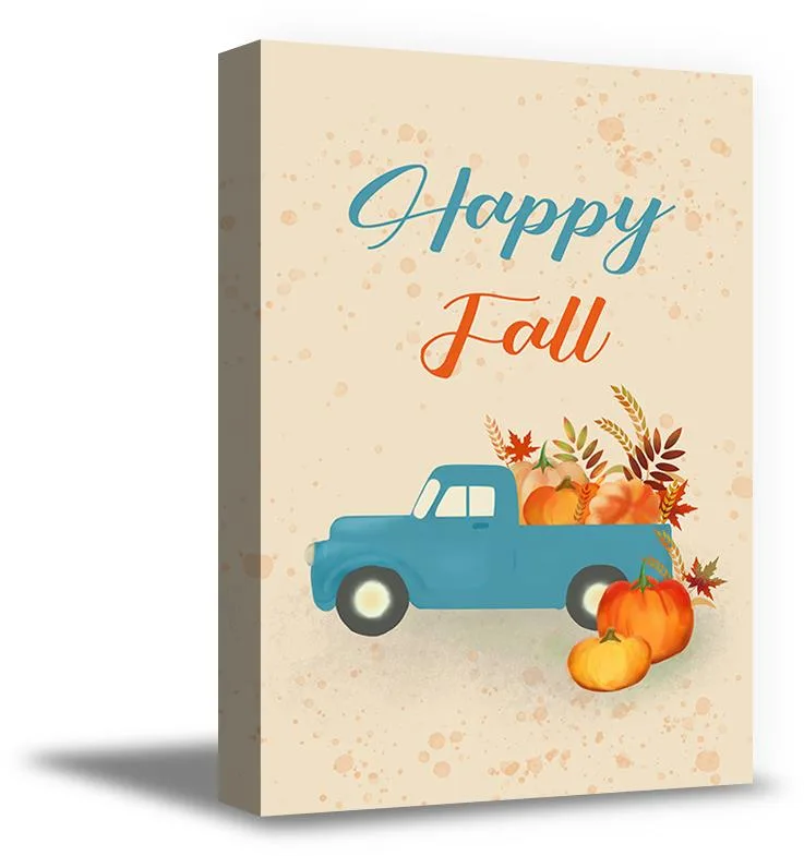 Framed canvas print 8 by 10 inches autumn Thanksgiving lettering