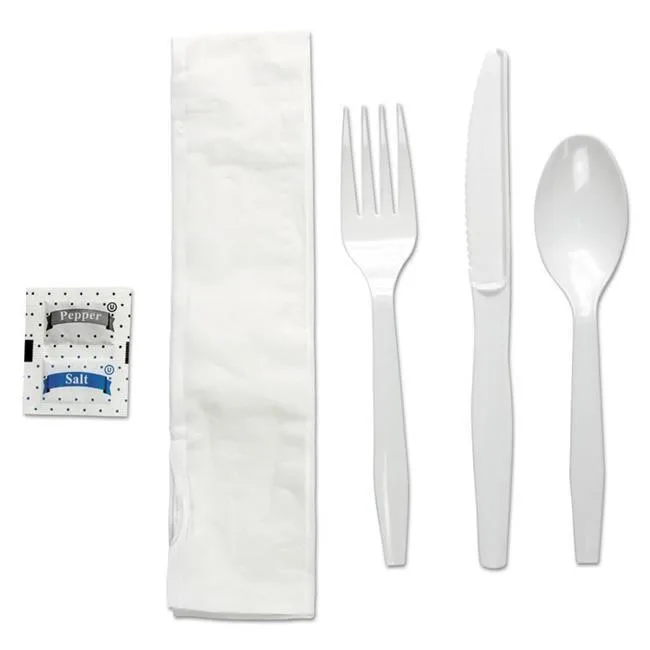 Boardwalk Boardwalk FKTNSMWPSWH Six-Piece Cutlery Kit, White, 250 / Carton — product photo