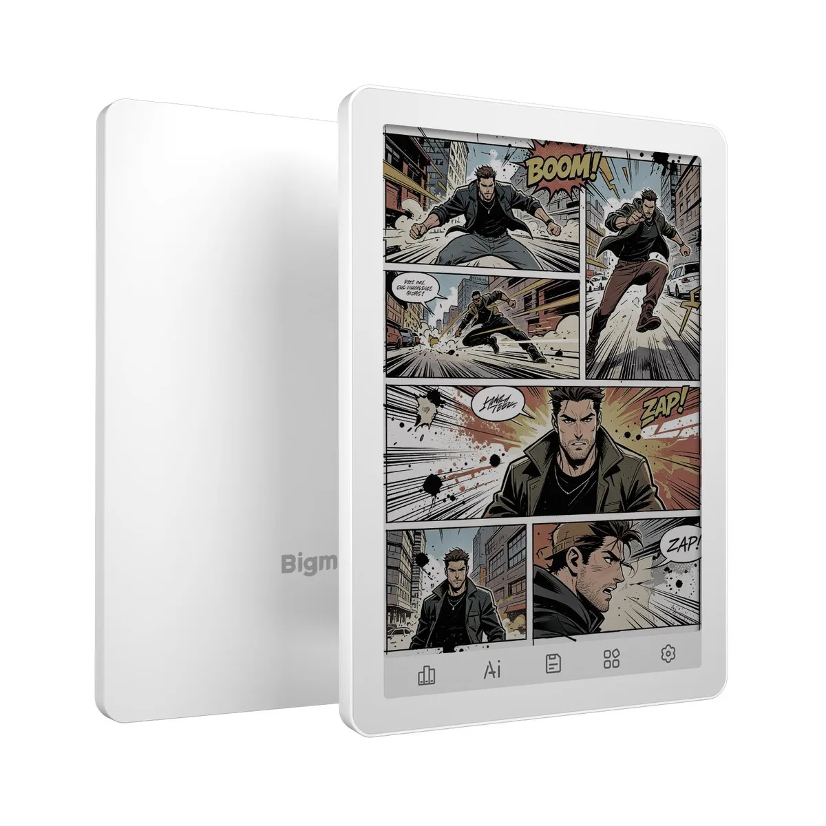 White 6.0 inch color E-paper tablet with Android 14