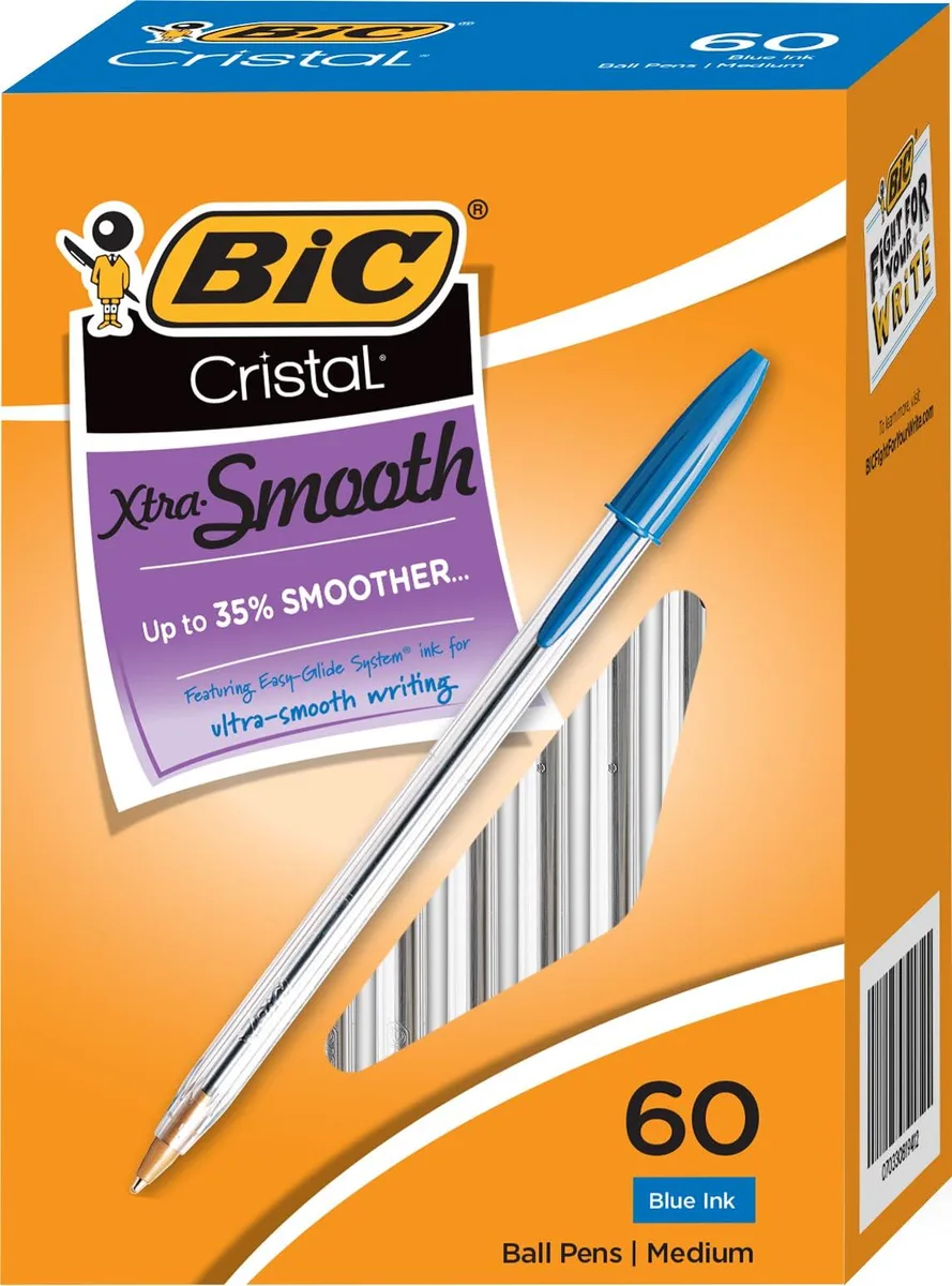 BIC Cristal Xtra Smooth Ballpoint Pen 1.0 mm Blue 60 Pack — product photo