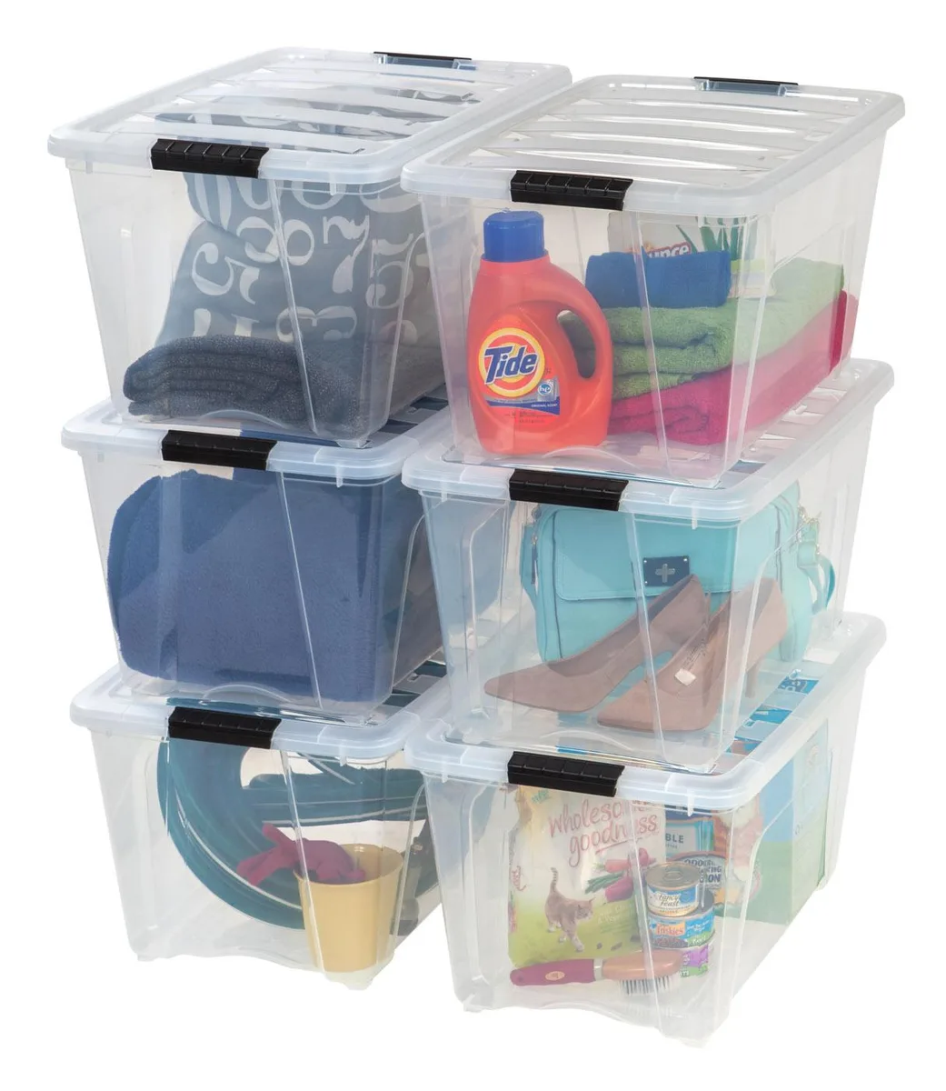 IRIS IRIS 54 Qt Stackable Storage Bins with Lids, 6 Pack - Clear — product photo