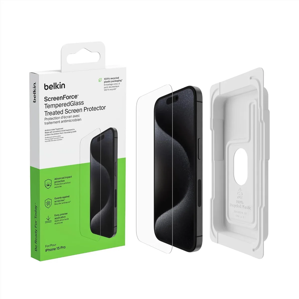 Belkin Belkin ScreenForce TemperedGlass Screen Protector for iPhone 15 Pro — product photo