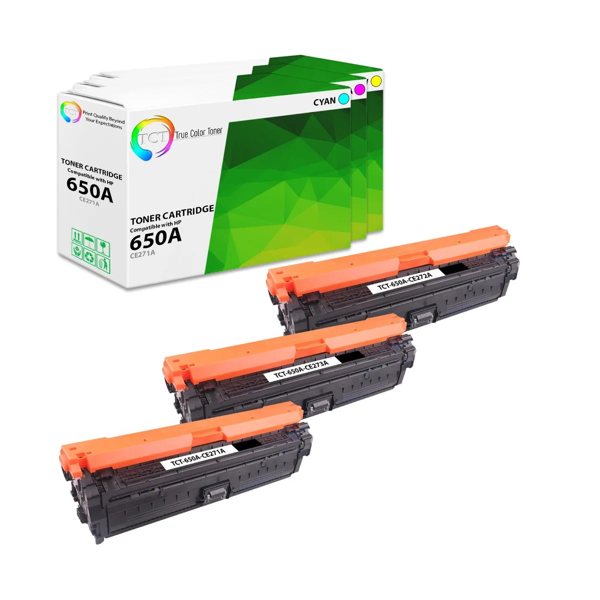 True Color Toner True Color Toner 650A CE271A CE272A CE273A 3 Pack toner cartridge — product photo