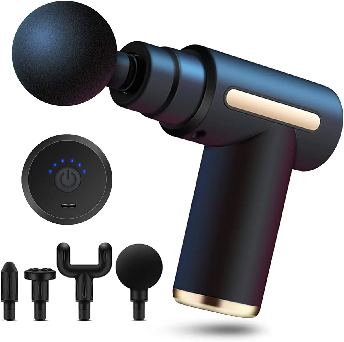 Corn Electronics Corn Electronics Mini Massage Gun Black 6 Speeds 4 Heads Type-C 1800mAh — product photo